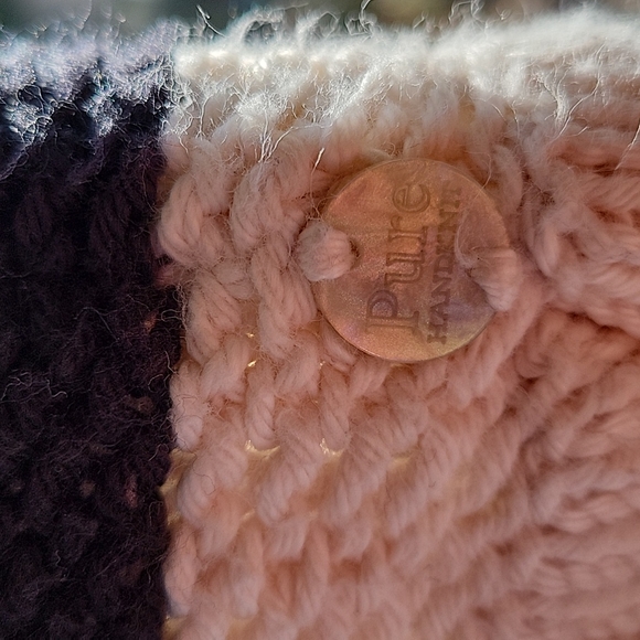 PURE Handknit 100% cotton, 3/4 sleeve, knit cropped tie back sweater size S/M - Picture 7 of 11